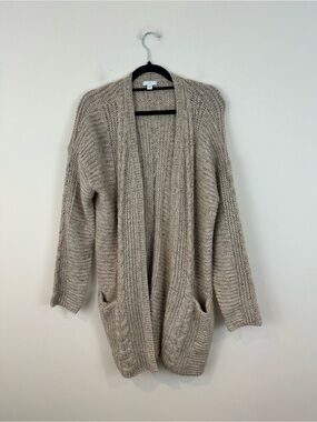 J. Jill Beige Brown Beige Cable Knit Open Front Cardigan Sweater Small